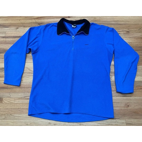 VTG Patagonia Capilene Men's‎ 2XL Blue Jacket Polyester Fleece Retro Quarter Zip